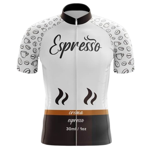 Sleek and stylish cycling jersey for coffee lovers, featuring an espresso-inspired design. | Cycling Supreme