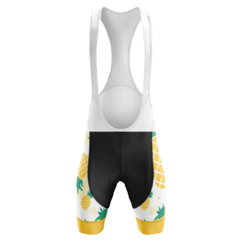 Fun pineapple-themed unisex bib shorts for a tropical cycling experience. | Cycling Supreme