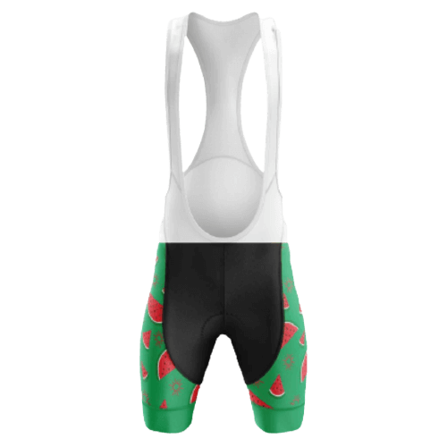 Refreshing watermelon-themed unisex bib shorts for a fun ride. | Cycling Supreme