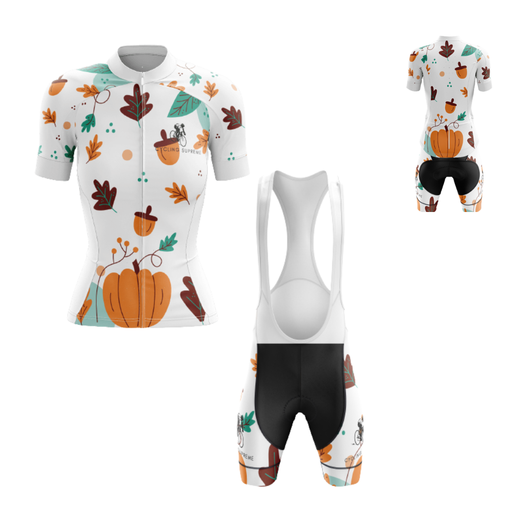 Women's cycling kit with a Thanksgiving Nut design for a seasonal look | Cycling Supreme
