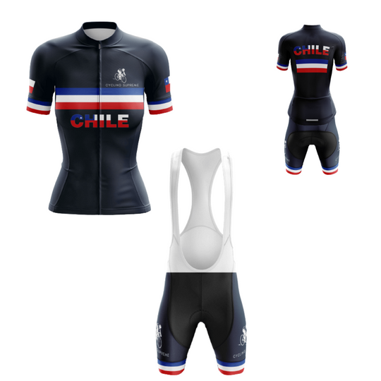 Women's cycling kit with the Chile Black Flag design for a distinctive ride | Cycling Supreme