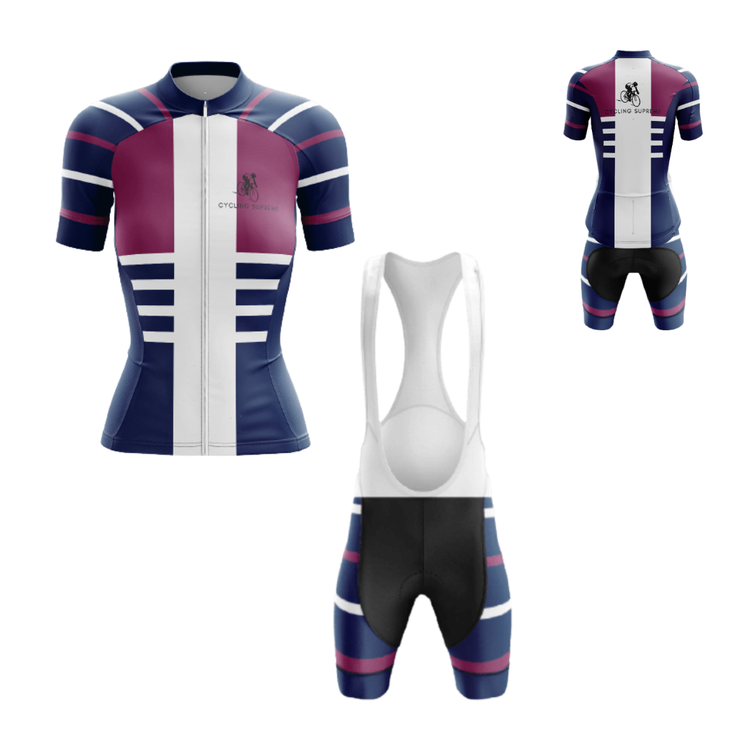 Women's cycling kit featuring a striped design for a sleek, sporty look | Cycling Supreme