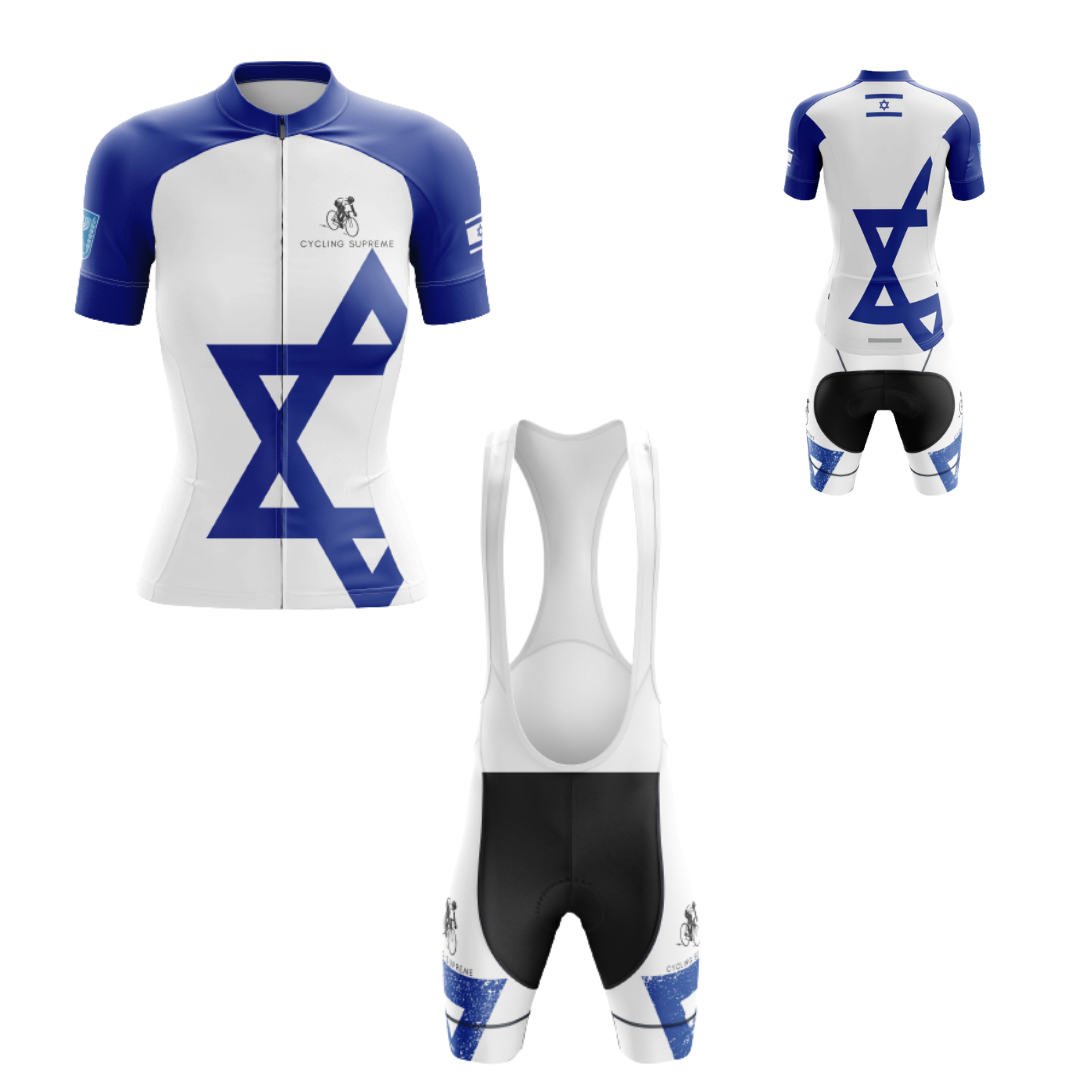 Women's cycling kit with the Israel Flag design for a stylish expression of national pride | Cycling Supreme