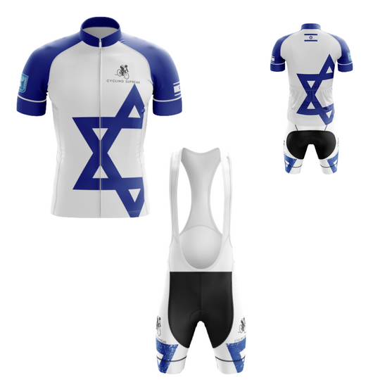 Men's Israel Flag cycling kit with a prominent Israeli flag design and breathable, performance-enhancing fabric | Cycling Supreme