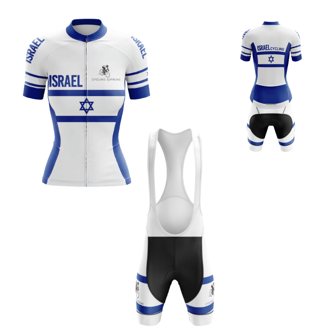 Women's cycling kit featuring the Israel Flag Riders design for a dynamic and patriotic ride | Cycling Supreme
