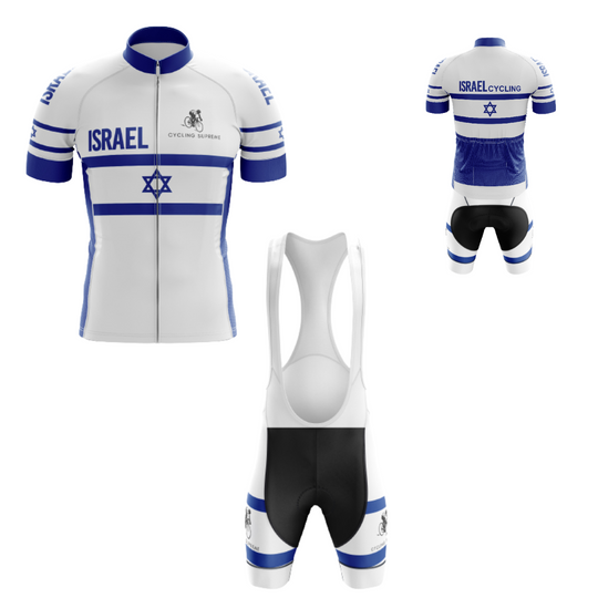 Men's Israel Flag Riders cycling kit showcasing the Israeli flag design with a riders theme and breathable material for comfort | Cycling Supreme