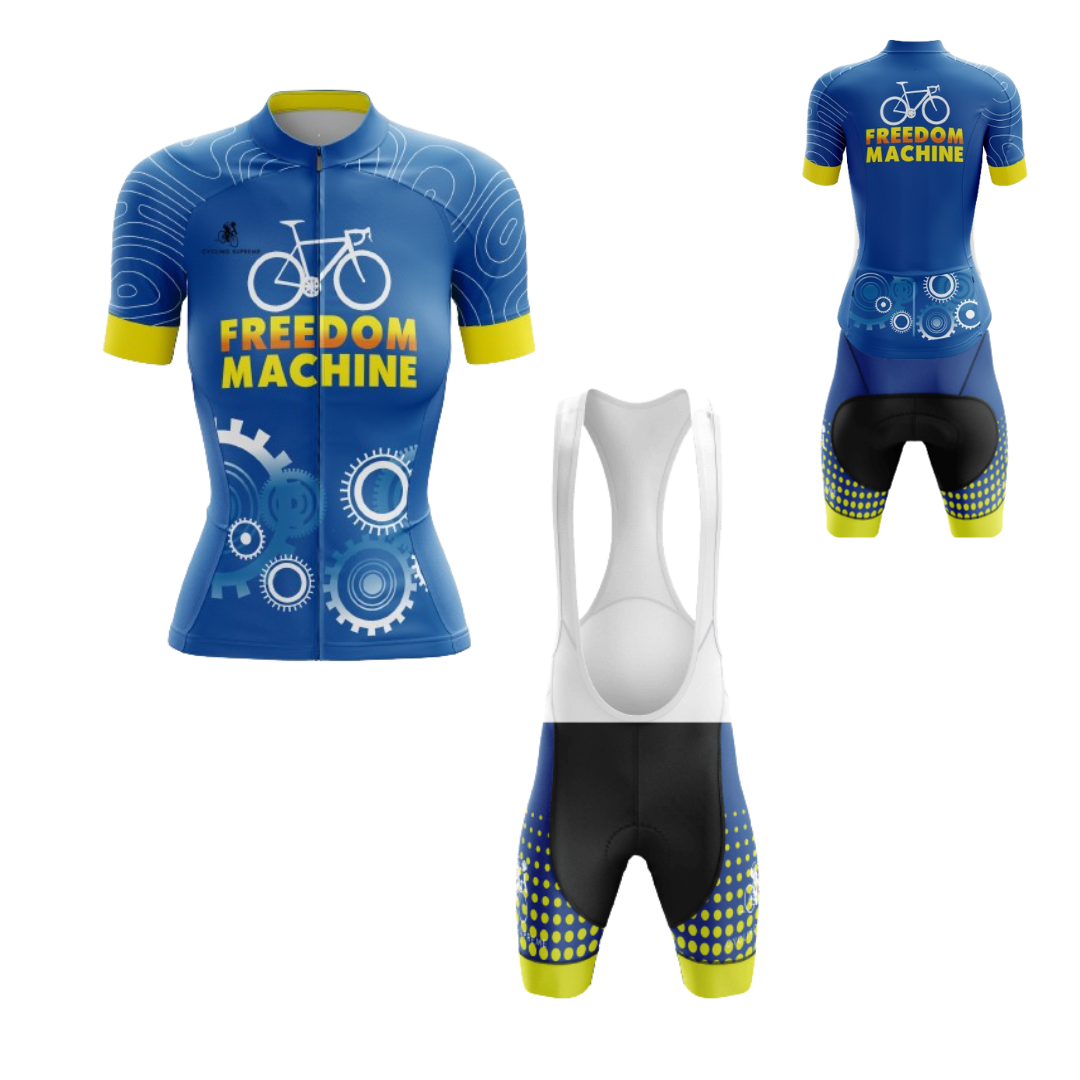 Women's cycling kit featuring the Freedom Machine design for dynamic rides | Cycling Supreme