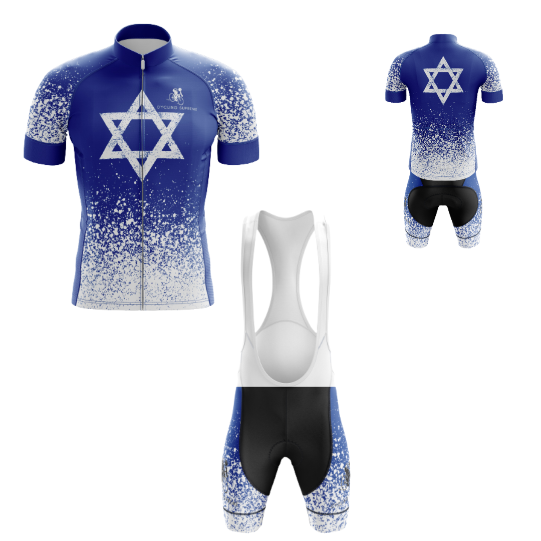 Men's Israel Splash cycling kit featuring a dynamic splash design and breathable fabric for a stylish and comfortable ride | Cycling Supreme