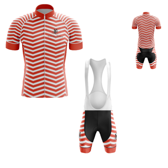 Men's Thanksgiving Red Wave cycling kit showcasing a festive red wave design and breathable fabric for comfort on every ride | Cycling Supreme