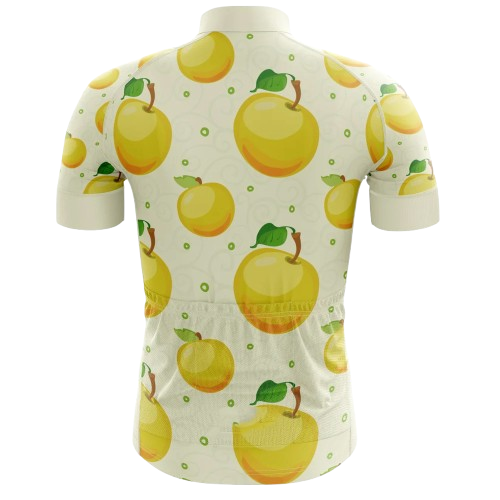 Bold and stylish cycling jersey featuring an apple-inspired design. Perfect for cyclists who love fresh themes.