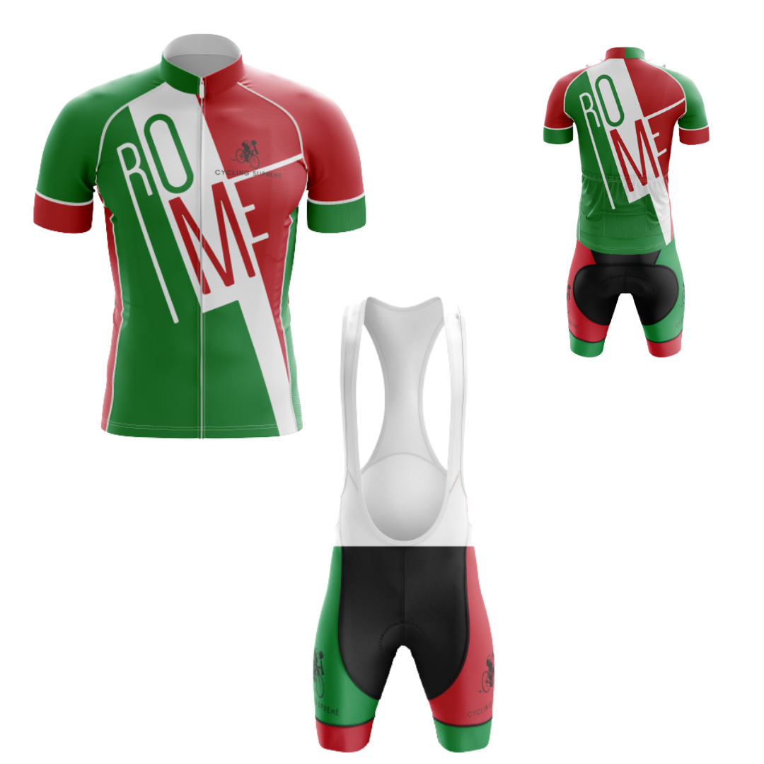 Men's Italy Rome cycling kit showcasing a design inspired by Rome and breathable, high-performance fabric for comfort and style | Cycling Supreme