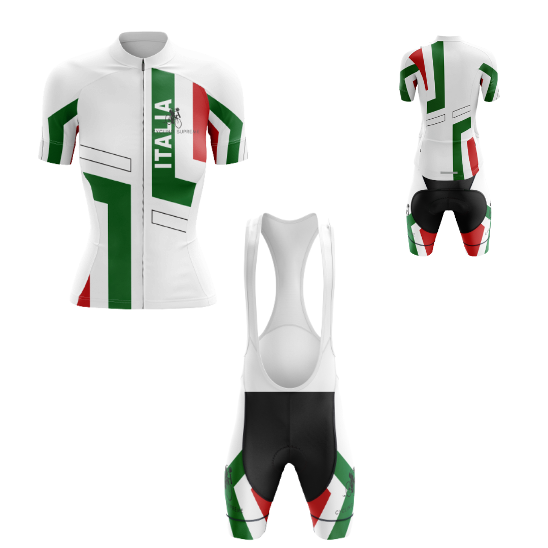 Women's cycling kit showcasing the Italy design for a stylish and patriotic ride | Cycling Supreme