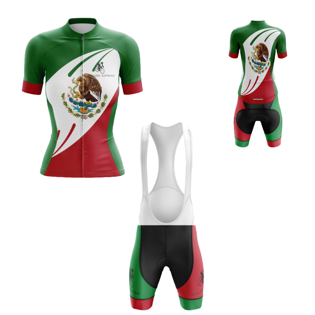 Women's cycling kit with the Mexico Flag design for a bold national statement | Cycling Supreme