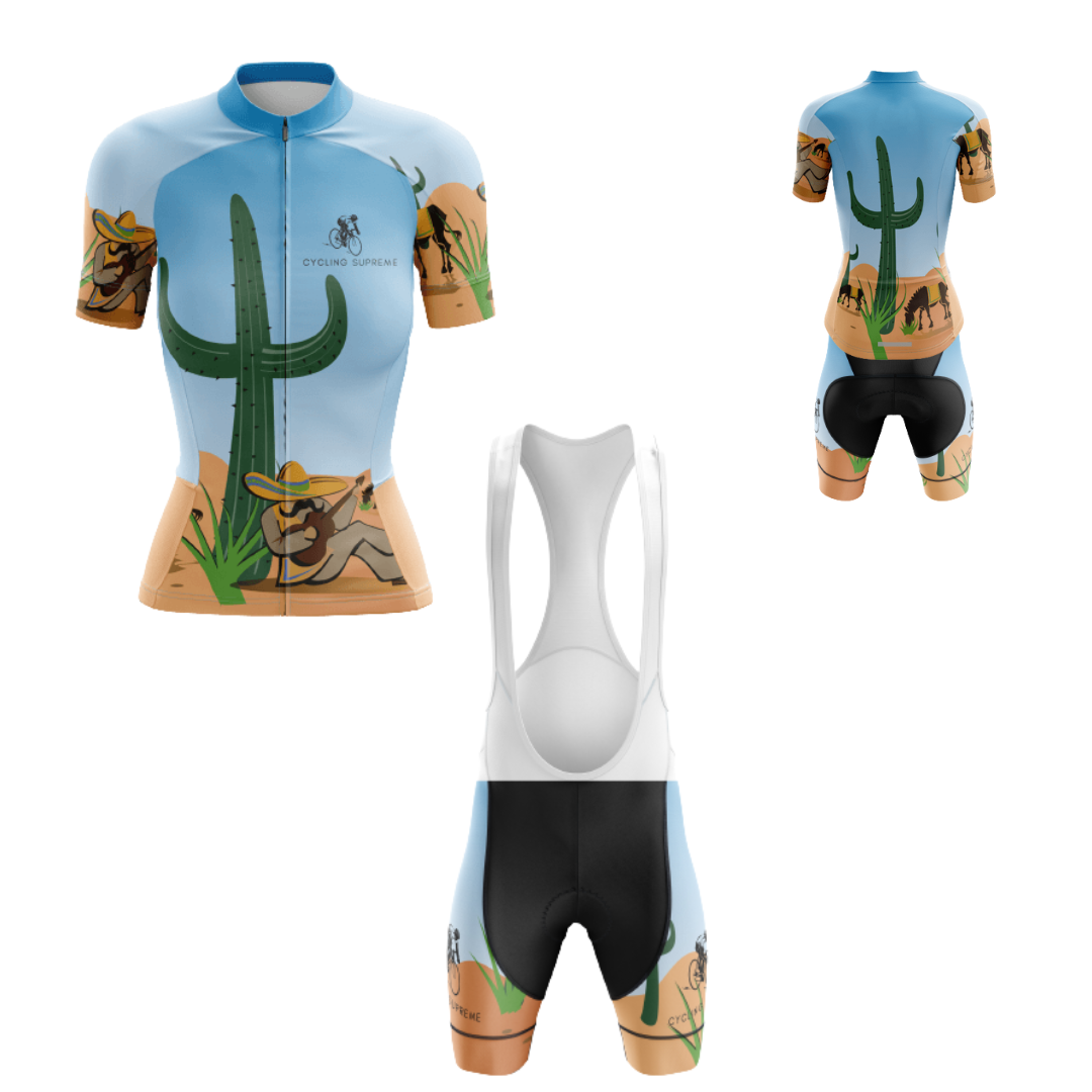 Women's cycling kit featuring a Mexican Desert design for a unique and vibrant look | Cycling Supreme
