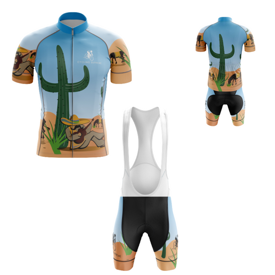 Men's Mexican Desert cycling kit featuring a desert-themed design with breathable fabric for a comfortable, performance-focused ride | Cycling Supreme