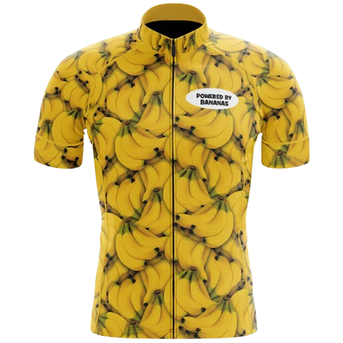 Playful and performance-focused cycling jersey with a "Powered by Bananas" design. Fuel your ride with fun. | Cycling Supreme