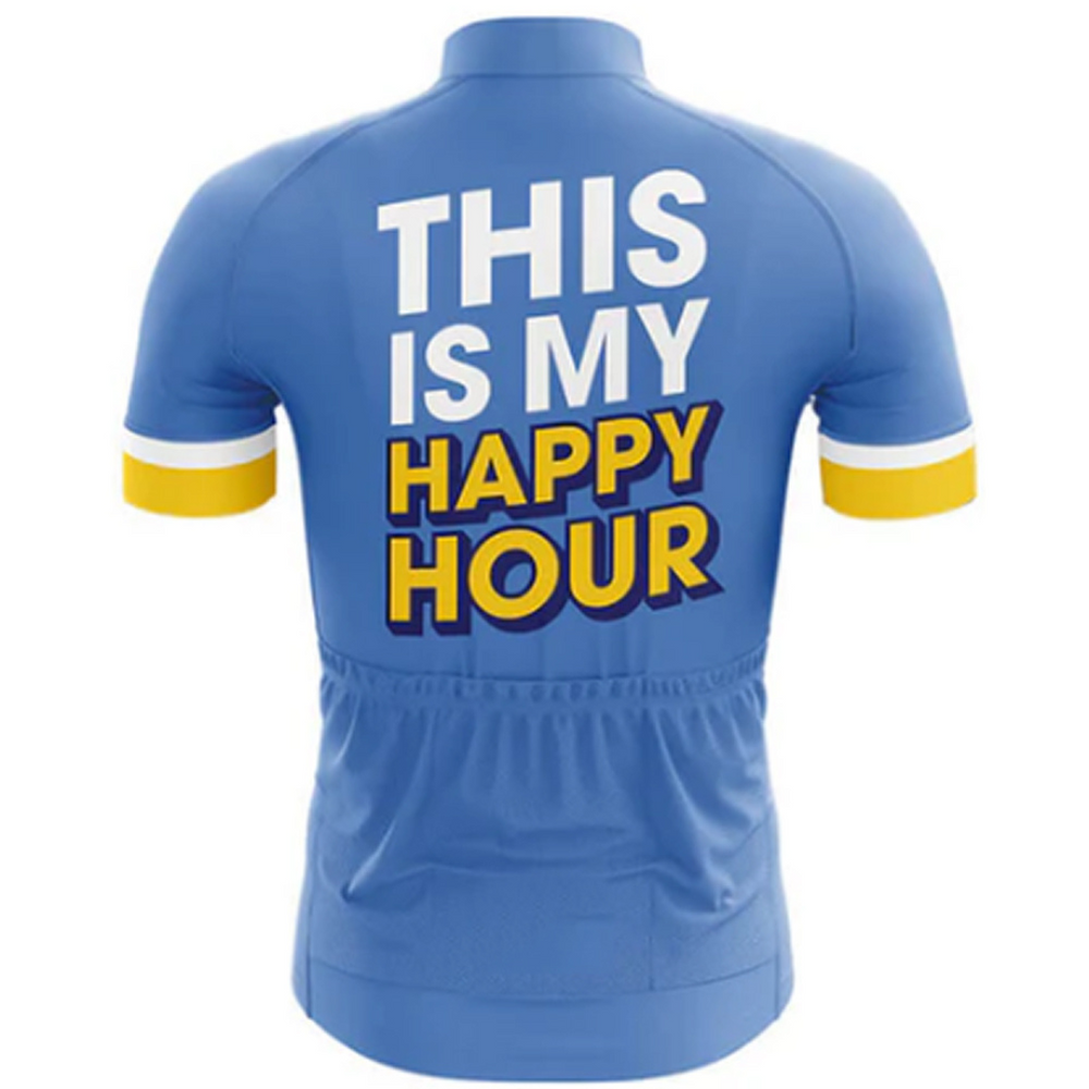 Comfortable cycling jersey with a fun "This Is My Happy Hour" slogan. Designed for those who love the ride. | Cycling Supreme