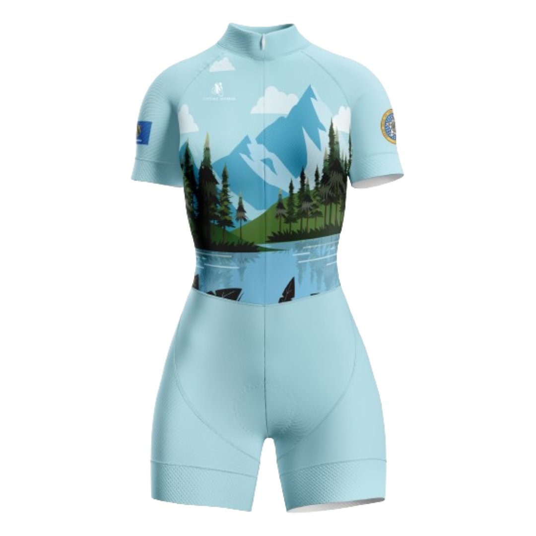 Mountain Life themed women's triathlon suit for outdoor lovers. | Cycling Supreme