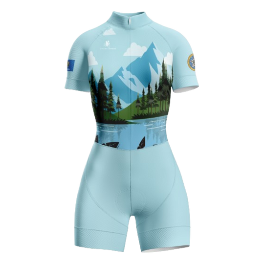 Mountain Life themed women's triathlon suit for outdoor lovers. | Cycling Supreme