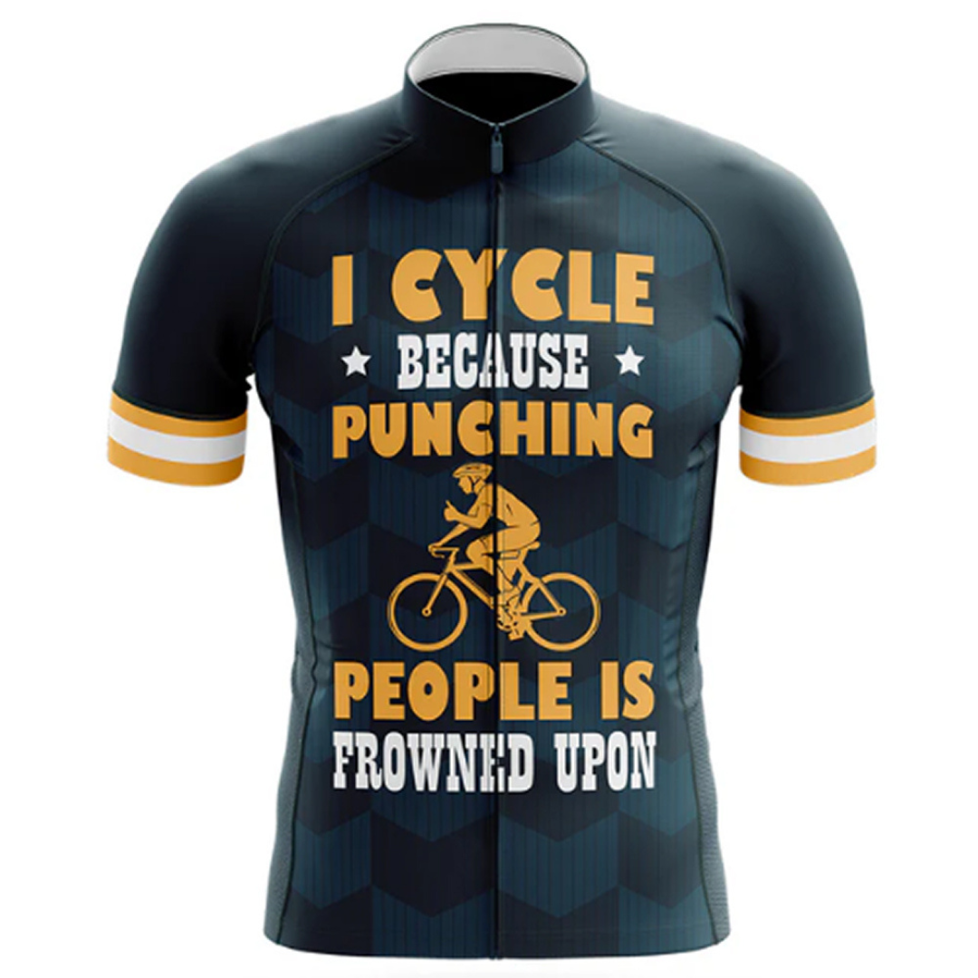 Witty and breathable cycling jersey with a humorous cycling-inspired quote. A great gift for cyclists. | Cycling Supreme