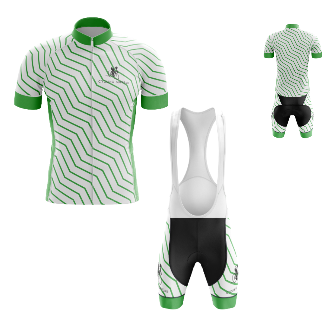 Men's Thanksgiving Green Wave cycling kit featuring a vibrant green wave design and breathable material for peak performance | Cycling Supreme