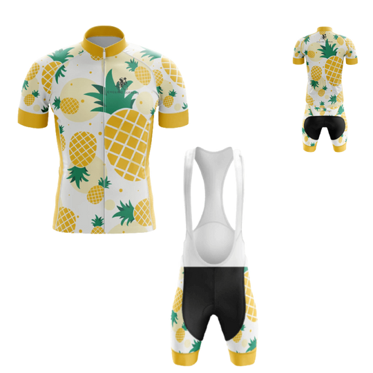 Men's Pineapple cycling kit featuring a vibrant pineapple design and breathable fabric for a fun and comfortable ride | Cycling Supreme