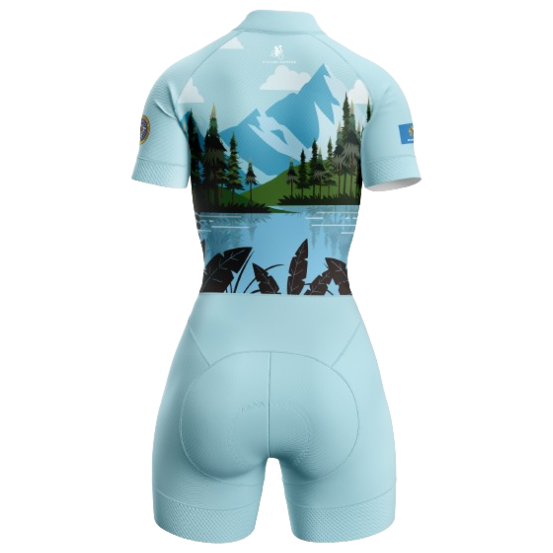 Mountain Life themed women's triathlon suit for outdoor lovers. | Cycling Supreme
