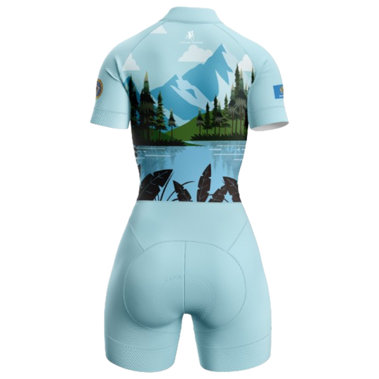Mountain Life themed women's triathlon suit for outdoor lovers. | Cycling Supreme