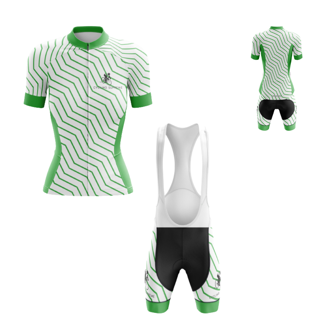 Women's cycling kit featuring a Thanksgiving Green Wave design for a seasonal ride | Cycling Supreme