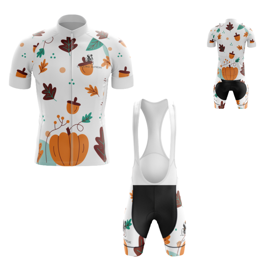 Men's Thanksgiving Nut cycling kit with a playful nut-themed design and lightweight, breathable fabric for a comfortable fit | Cycling Supreme