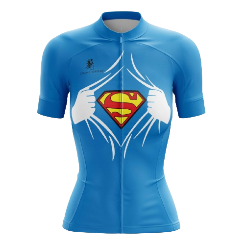 Cycling Jersey Blue Superman Womens