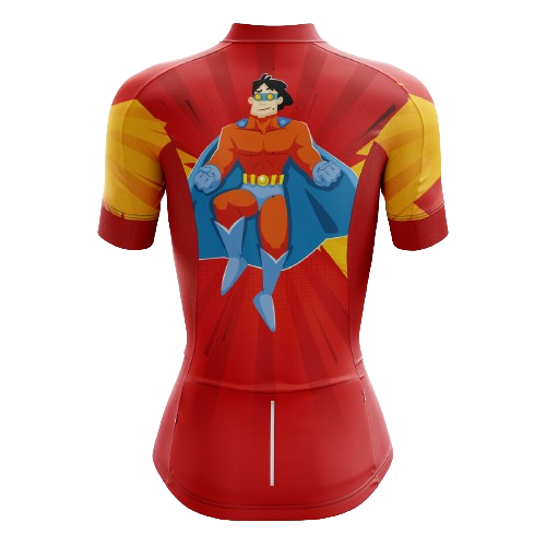 Women's cycling jersey featuring Superman logo. | Cycling Supreme