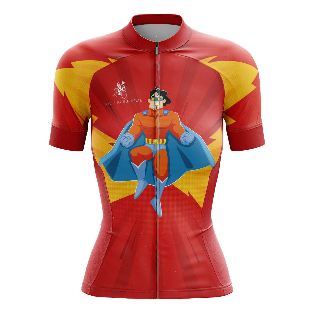 Women's cycling jersey featuring Superman logo. | Cycling Supreme