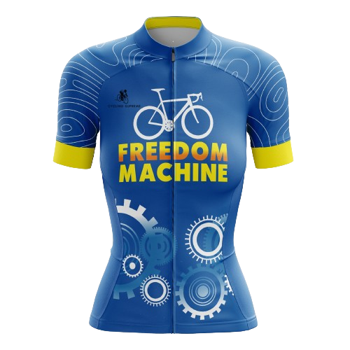 Women's cycling kit featuring the Freedom Machine design for dynamic rides | Cycling Supreme