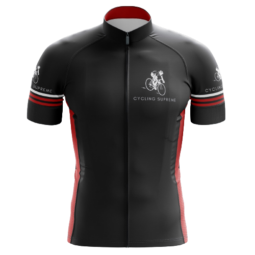 Black red cycling jersey sale
