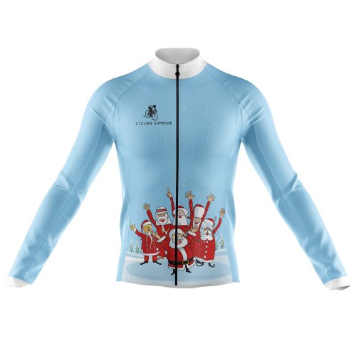 Men's long sleeve cycling jersey with Santa Claus group design. | Cycling Supreme