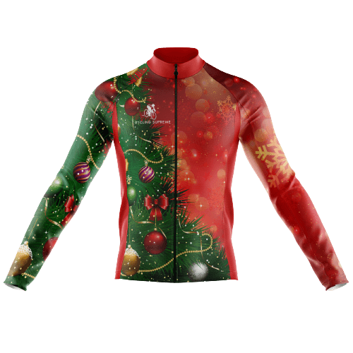 Men's long sleeve cycling jersey with Christmas tree design. | Cycling Supreme