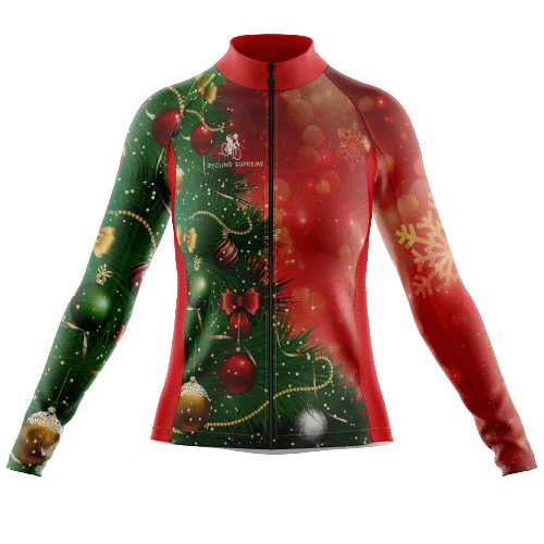 Long Sleeve Cycling Jersey Christmas Tree Womens-Cycling Supreme