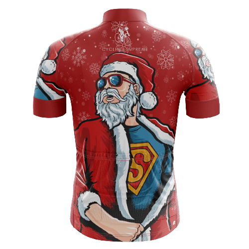 Cycling Jersey Superman Santa Mens