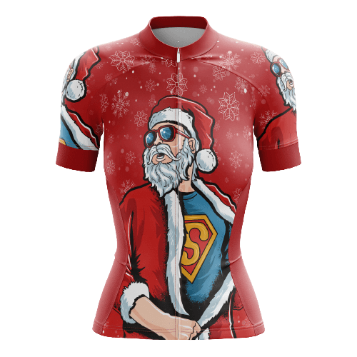 Cycling Jersey Superman Santa Womens