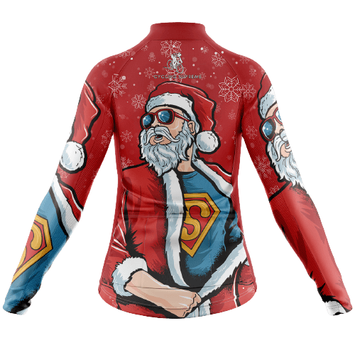 Long Sleeve Cycling Jersey Superman Santa Womens | Cycling Supreme