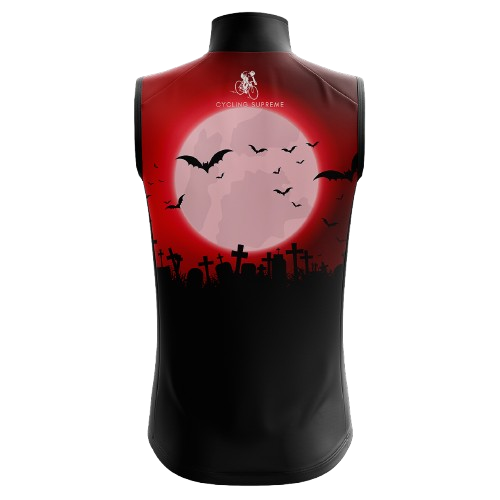 Men's Halloween Hand Pumpkin sleeveless cycling jersey with a spooky pumpkin hand design for Halloween rides. | Cycling Supreme