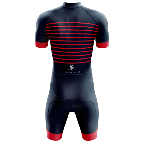 Red stripes triathlon suit for men. | Cycling Supreme