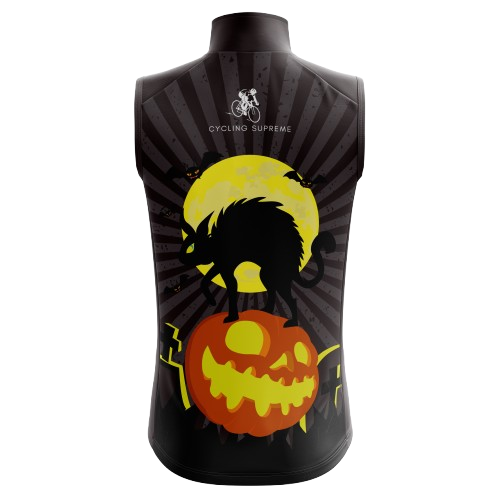 Women's Halloween Creepy Cat sleeveless cycling jersey with creepy cat design and flexible, comfortable fit. | Cycling Supreme