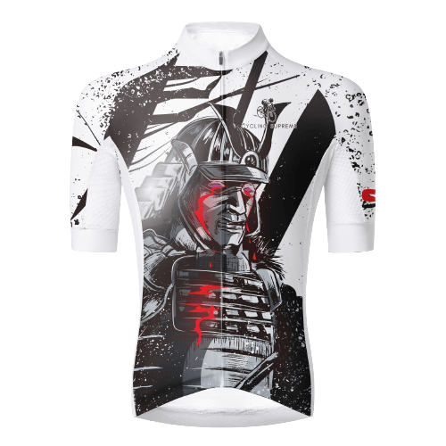 Fierce samurai graphic, warrior-inspired design. | Cycling Supreme