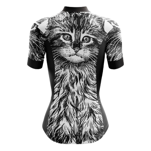 Women's cycling jersey featuring a cat design  | Cycling Supreme