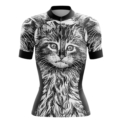 Women's cycling jersey featuring a cat design  | Cycling Supreme