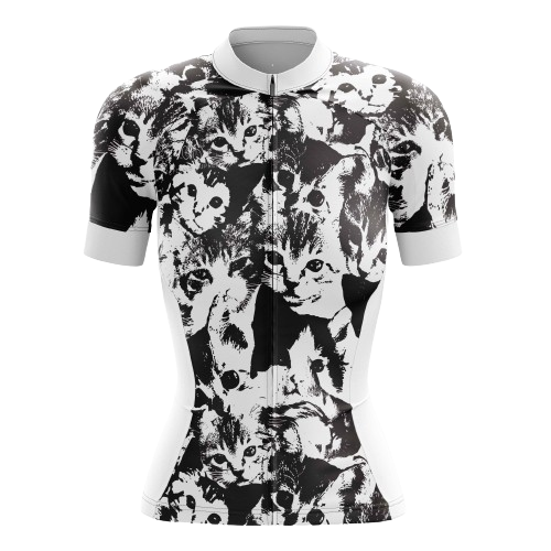 Women's cycling jersey with multiple cat graphics | Cycling Supreme