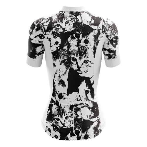 Women's cycling jersey with multiple cat graphics | Cycling Supreme