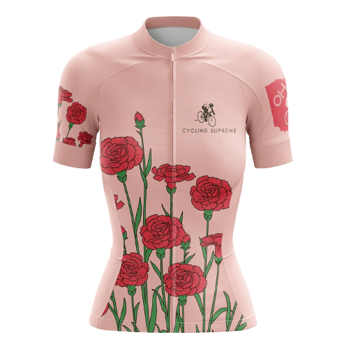 Women's cycling jersey with floral rose design. | Cycling Supreme